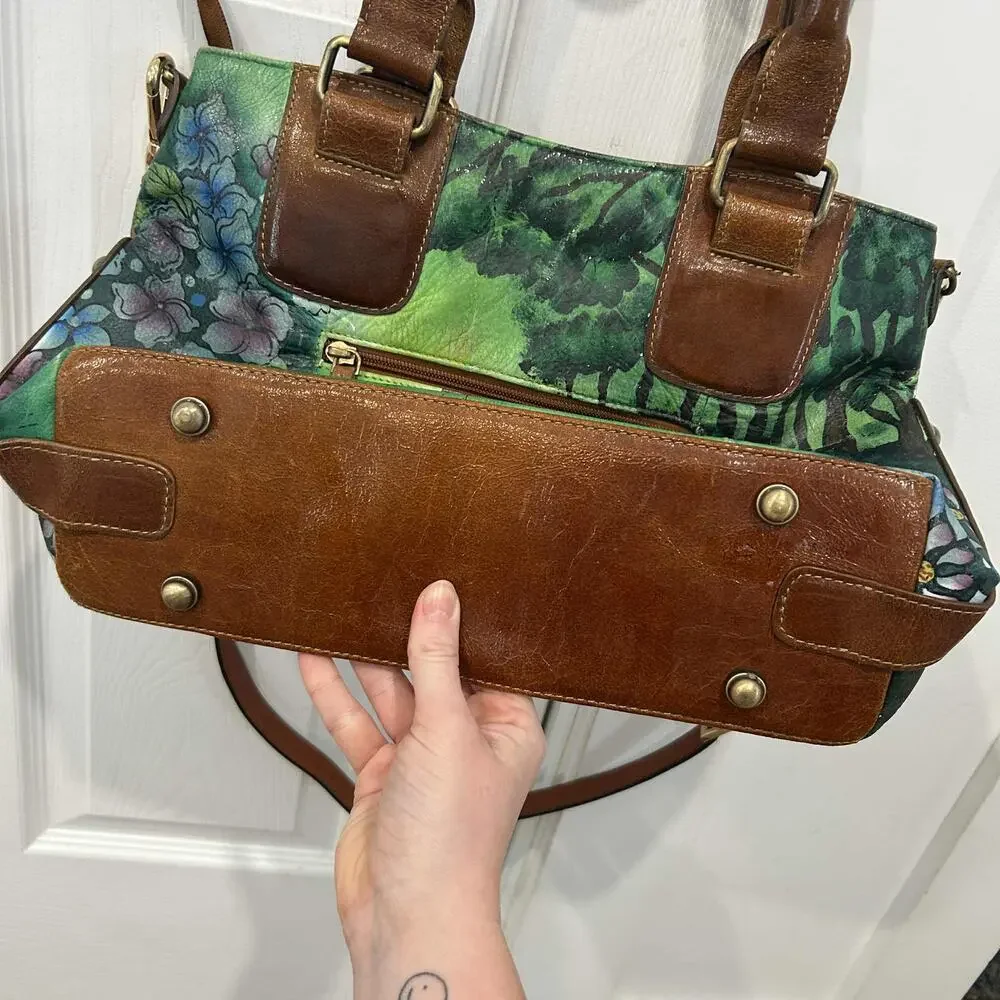 Original by Sharif 1827 Leather Hand Painted Dog Cats Shoulder Bag Purse - Picture 4 of 7